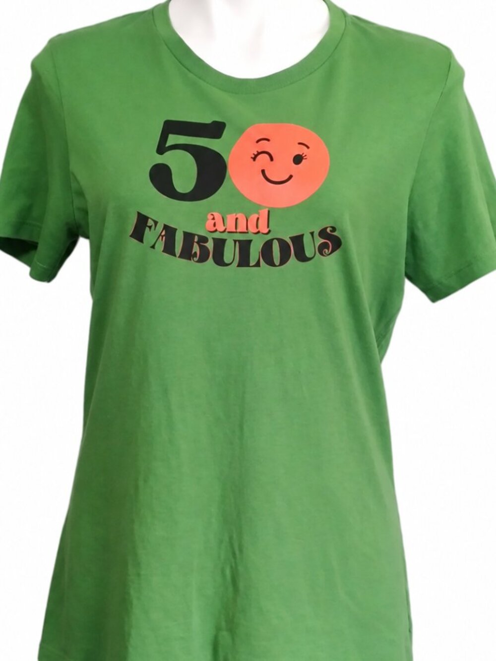 Medium Cotton Womens Green 50 and Fabulous Birthday Graphic T-Shirt Casual Comfy